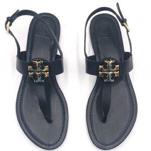 Tory Burch Black Leather Claire Sandals size 6.5 (fits like a 7)